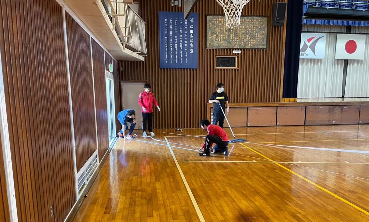 令和５年度体育館綱引き準備